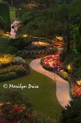 Sunken Gardens after dark, Butchart Gardens, Victoria, BC