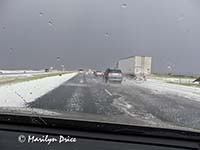 Hail on I-80 between Laramie and Cheyenne, WY