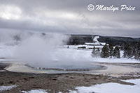 Upper Geyser Basin with Crested Pool in the foreground, Yellowstone National Park, WY