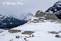 Soda Butte, Barronette Peak, and other mountsins, Lamar Valley, Yellowstone National Park, WY