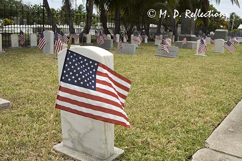 Decorated graves of sailors from the USS Maine, Key West Cemetery, Key West, FL